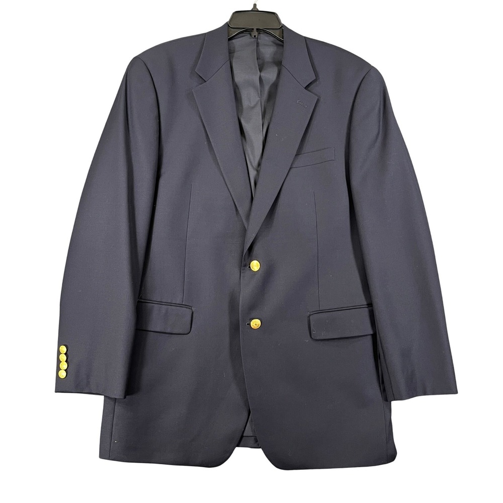 Ralph Lauren Blazer Mens 42L Navy Wool Gold Crest Buttons Formal